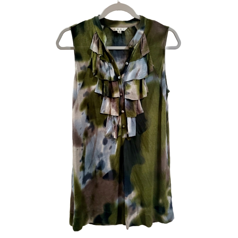 CABi ruffle front sleeveless top size small